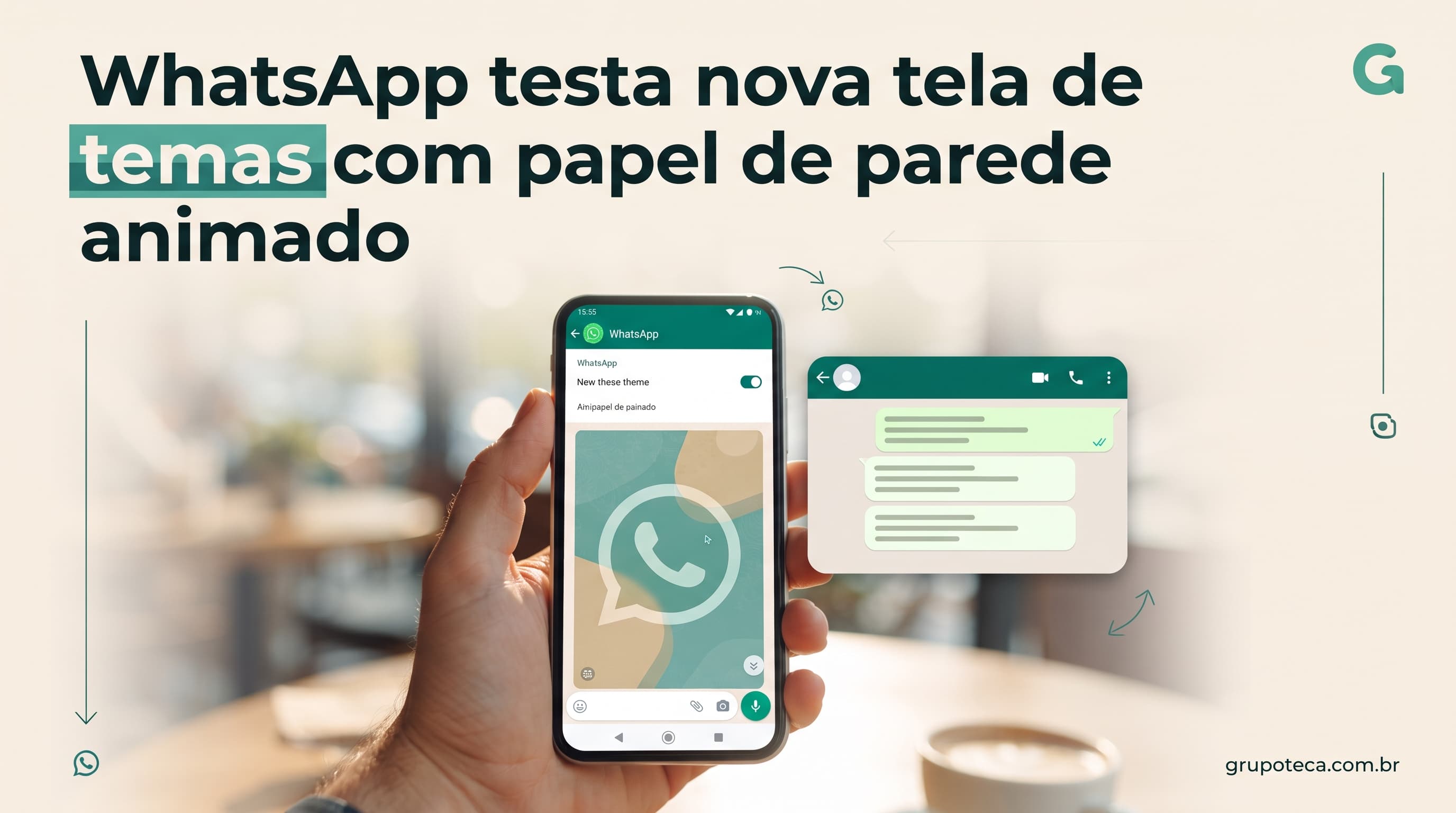 WhatsApp testa nova tela de temas com papel de parede animado