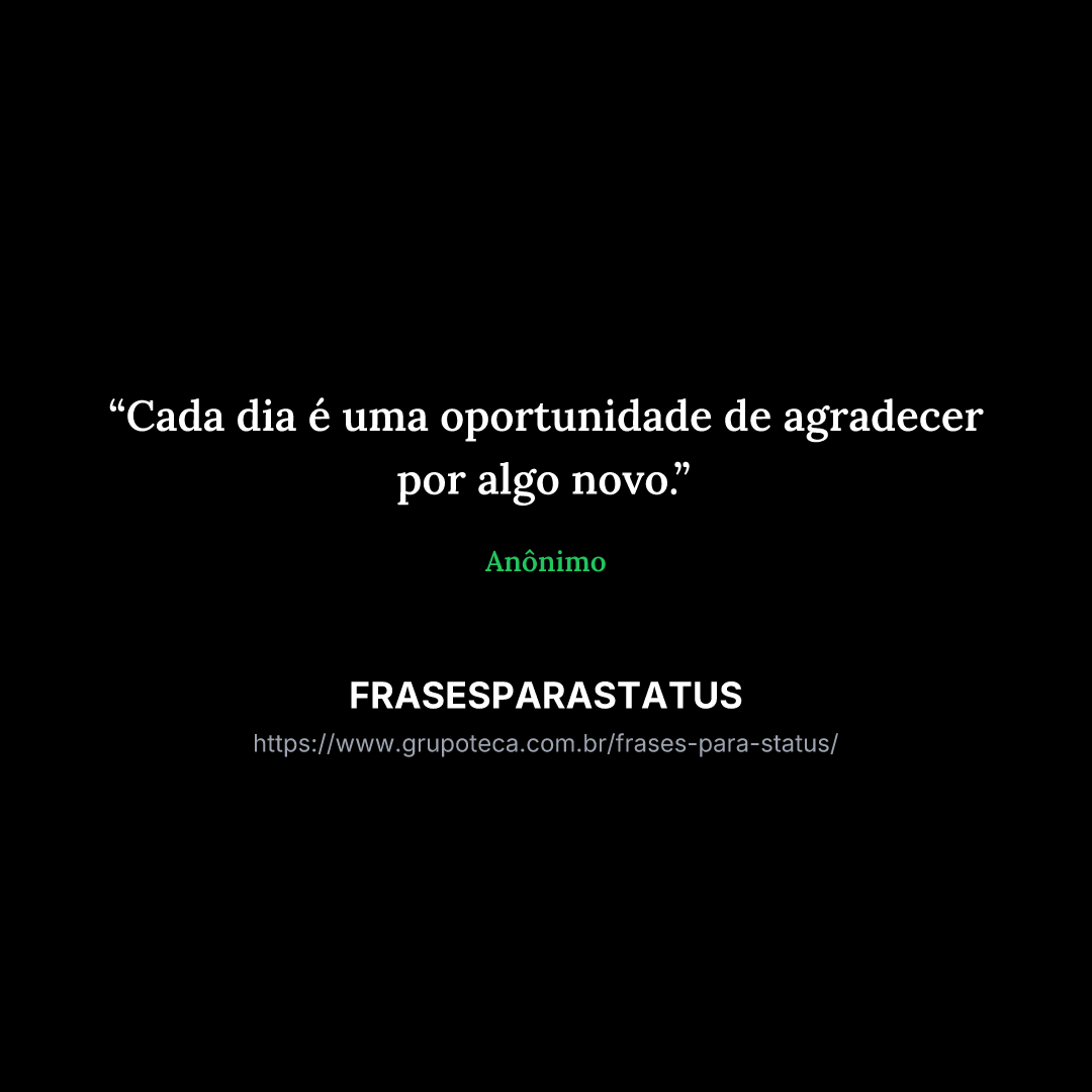 "Cada dia é uma oportunidade de agradecer por algo novo."