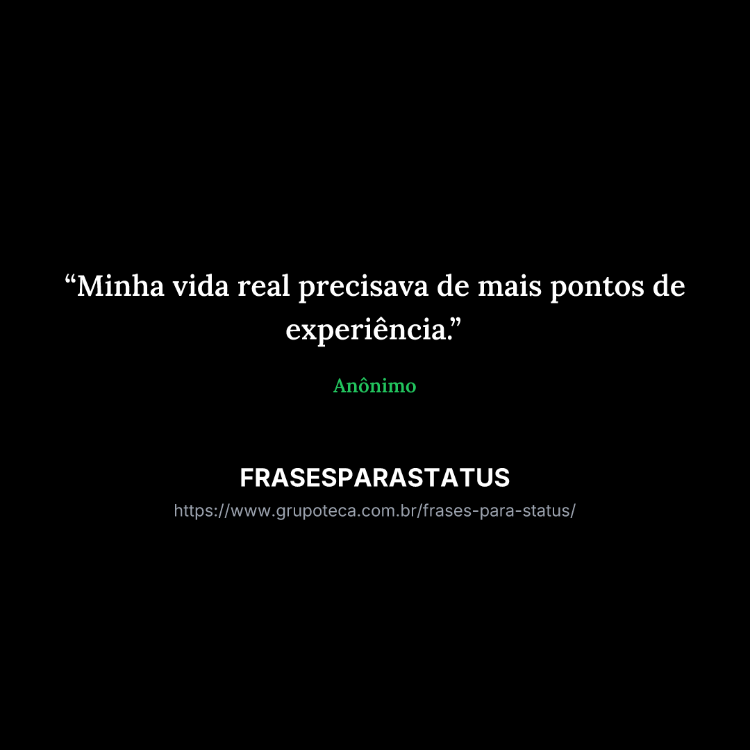 "Minha vida real precisava de mais pontos de experiência."