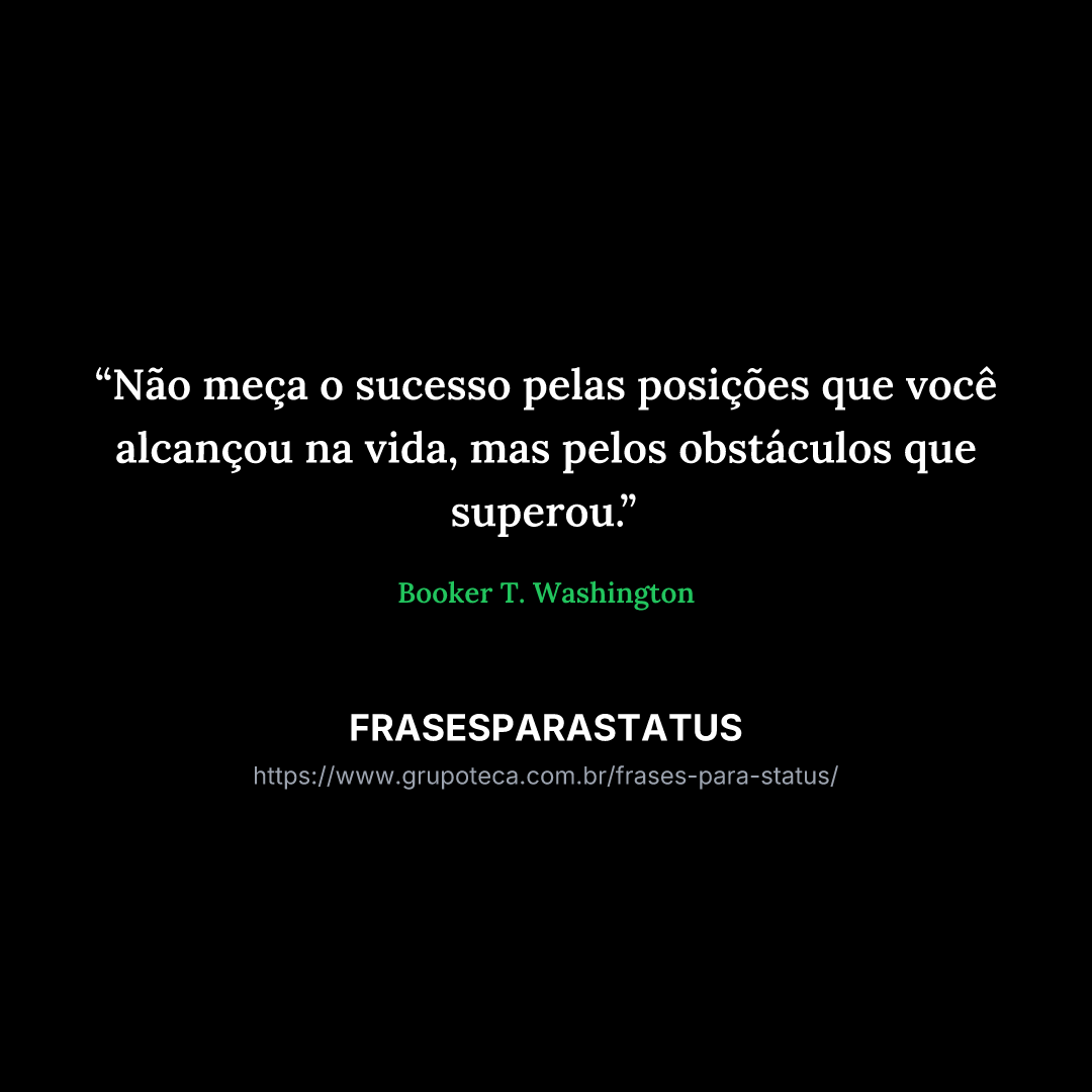 "Não meça o sucesso pelas posições que você alcançou na vida, mas pelos obstáculos que superou."