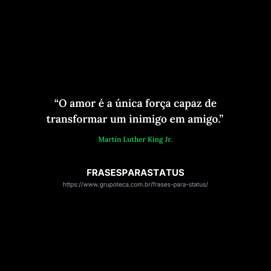 "O amor é a única força capaz de transformar um inimigo em amigo."