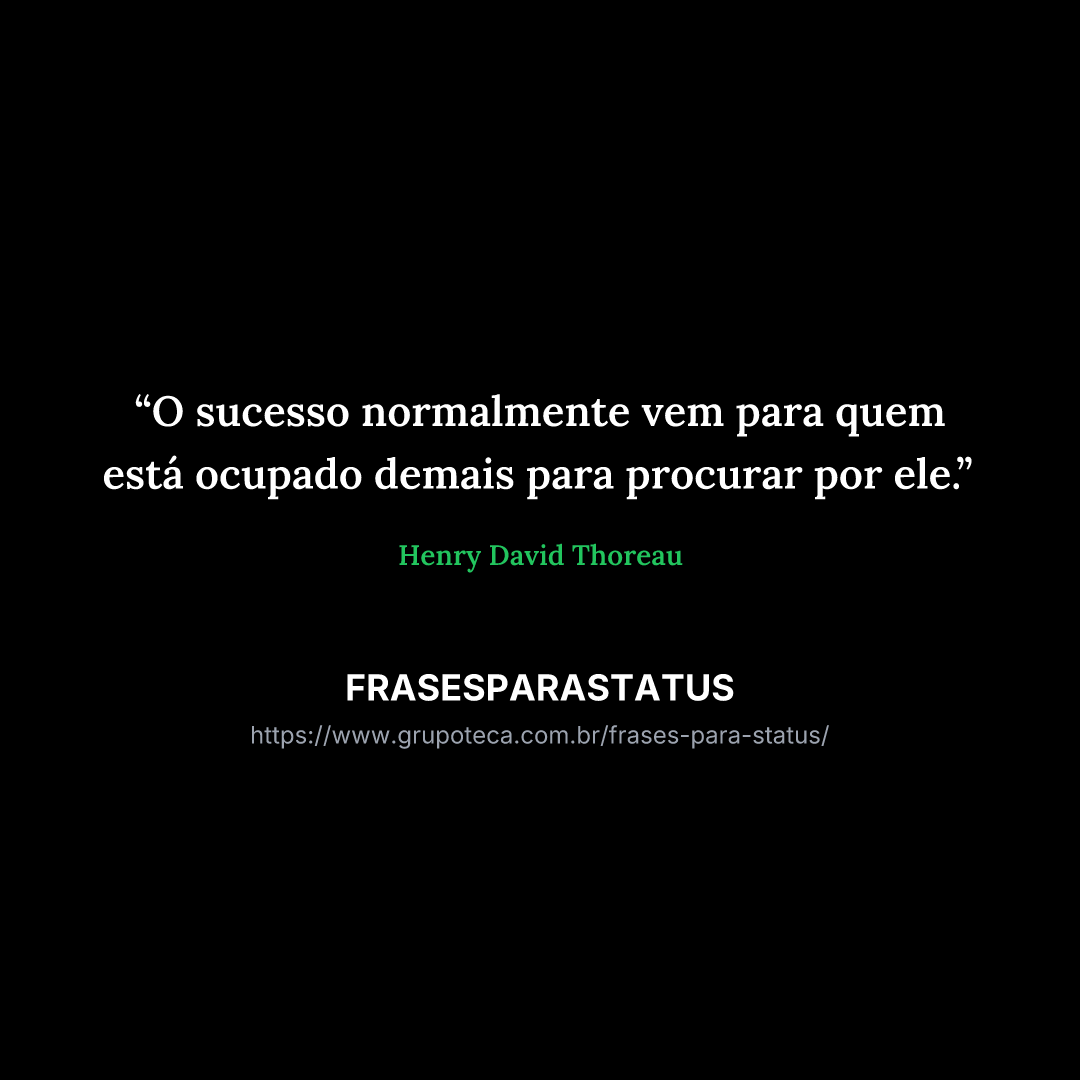"O sucesso normalmente vem para quem está ocupado demais para procurar por ele."