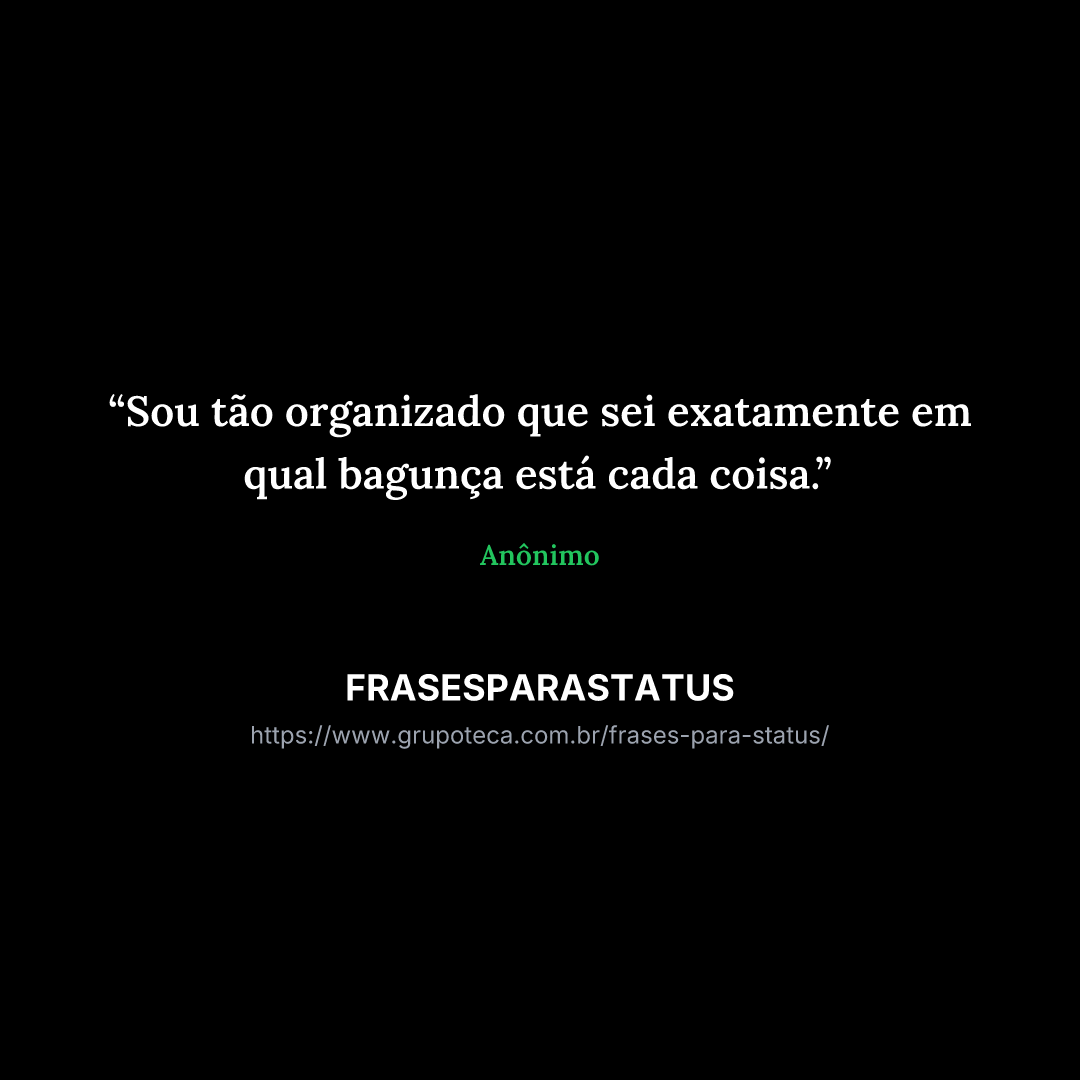 "Sou tão organizado que sei exatamente em qual bagunça está cada coisa."
